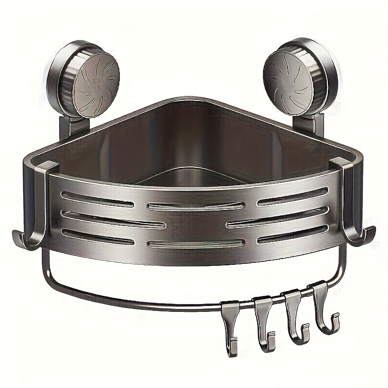 Space-saving suction cup bathroom rack - no drilling required, strong triangular rack with hooks, suitable for shower and toilet walls/ tiles, multi-purpose storage organizer, 4pcs, available in season