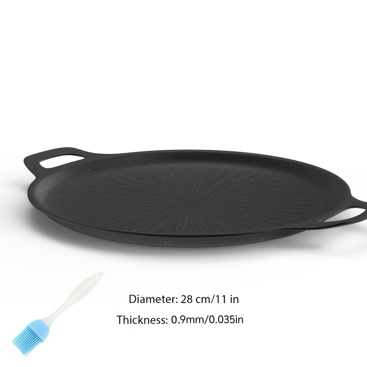 Nonstick Grill Pan with Oill Brush, Griddle Pan with Oil Drain Groove Even Heating, for Grilling And Sauce Locking- Pizza, Eggs, Grilling, Crepes, Easy Clean, Portable Frying Pan for Camping Cookware, Family Gatherings & Restaurant Use