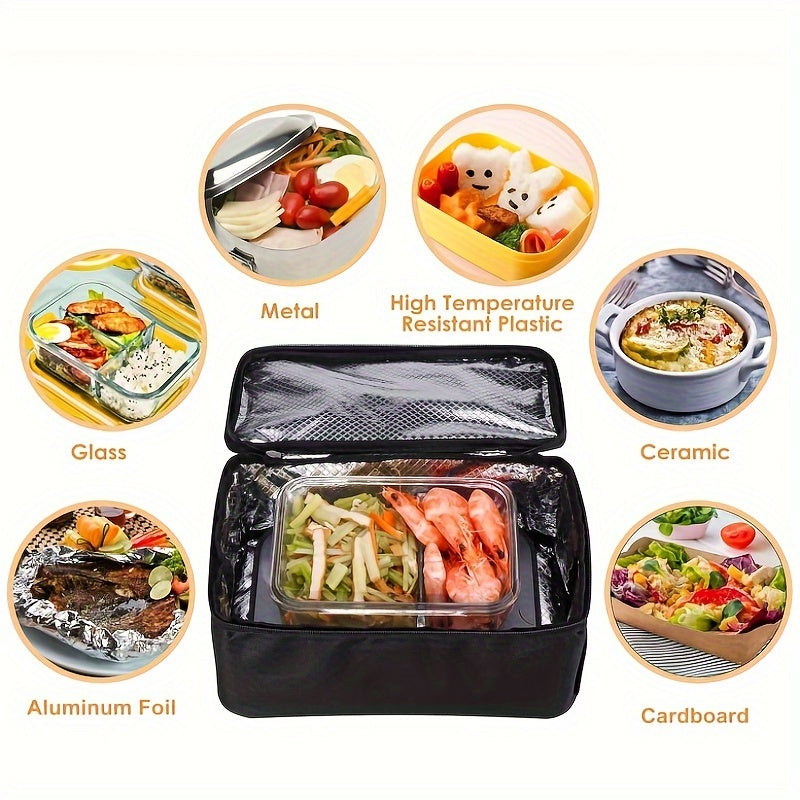 3in1 Portable Microwave Food Warmer, 80W Fast Heating Personal Mini Portable Oven Lunch Box, 12V/24V/110V Heated Lunch Box for Reheating And Cooking Food In Car Truck Work Camping Office