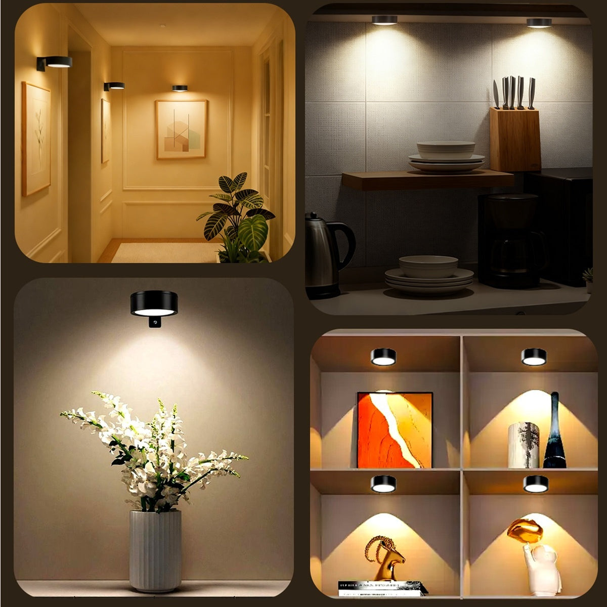 3/6pcs Battery- Magnetic Picture Lights with Remote, Dimmable Timer & 3 Lighting Modes Suitable for Picture Frame Paintings, Wireless Wall-Mounted Puck Lights for Art Display, Plug-and-Play for Gallery Decor (No Wiring)