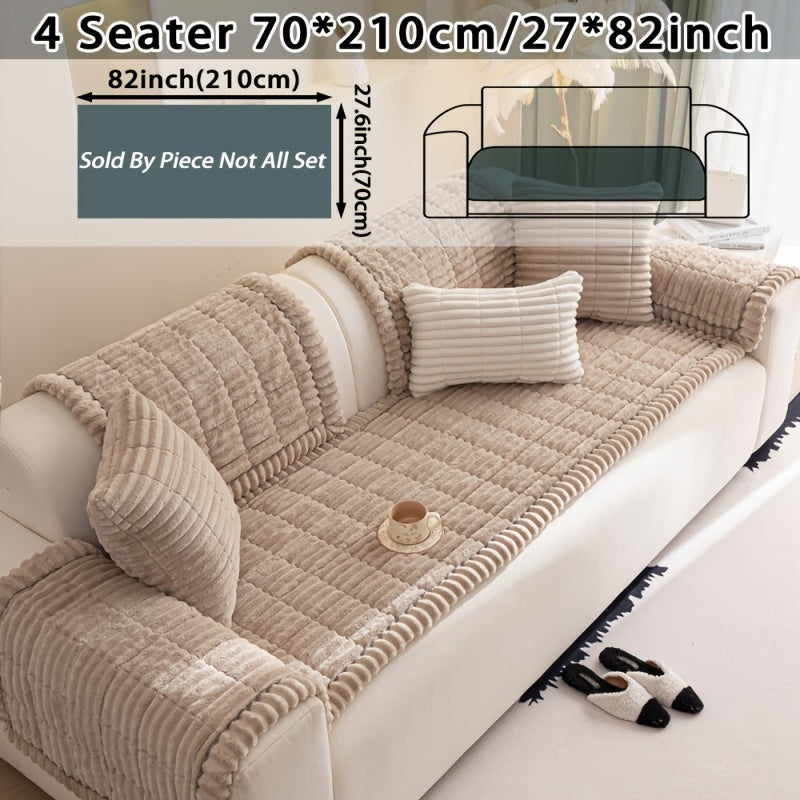1pc Bohemian Style Sofa Cover, Plush Thick Warm Sofa Cover with Ruffled Edges, a Pet'S Favorite, Home Protection And Decoration Cover