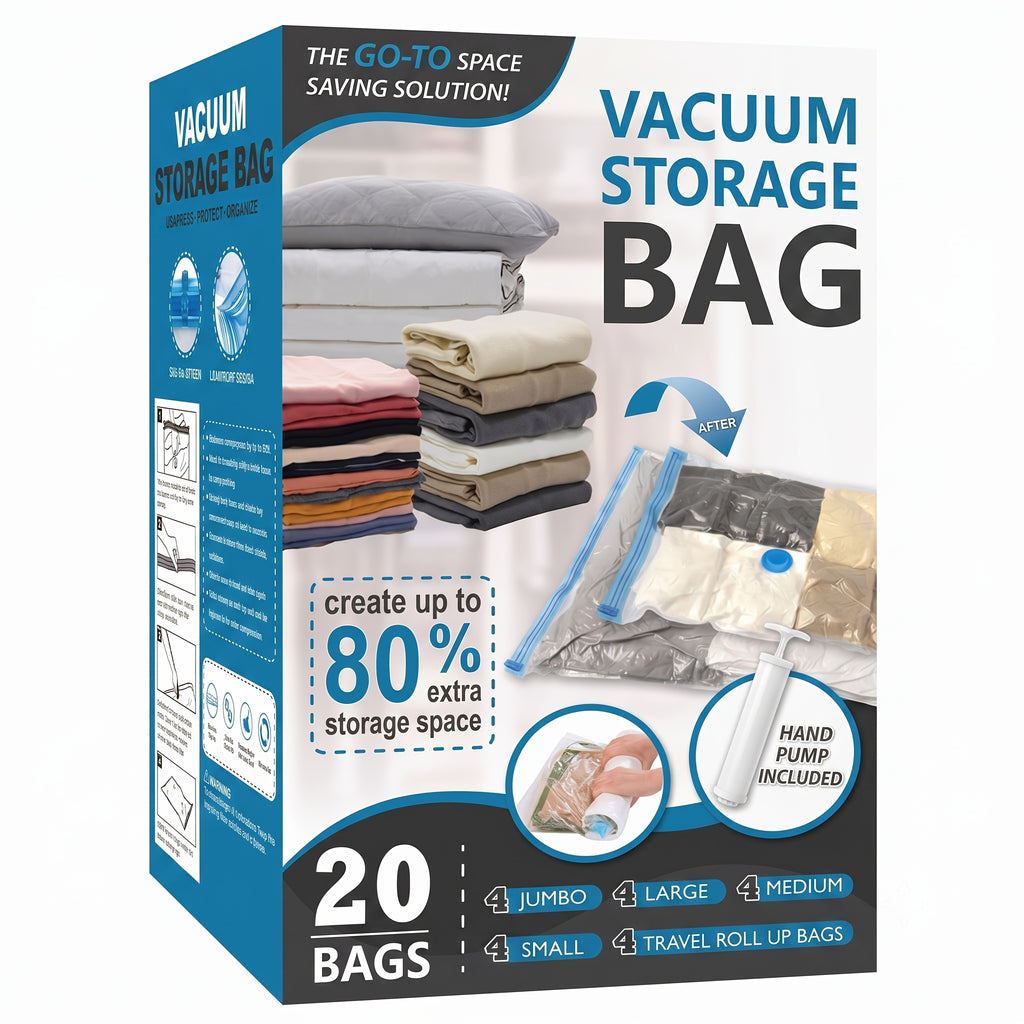 Jumbo Vacuum Storage Bags, Vacuum Seal Bags for Clothing, Travel Space Saver Bags for Luggage Clothes Pillows Comforters Blankets Bedding 4pcs 8pcs 10pcs 12pcs 20pcs 30pcs