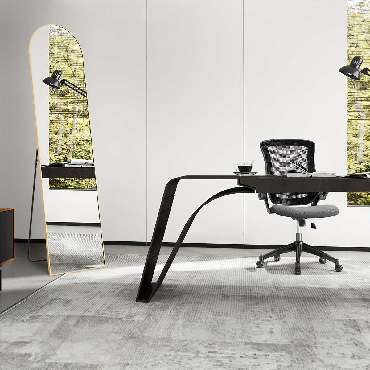 Full Length Floor Mount Mirror-Aluminum Alloy Frame-Arch Mirror Full Length HD-Full Body Mirror-for Bedroom or Living Room