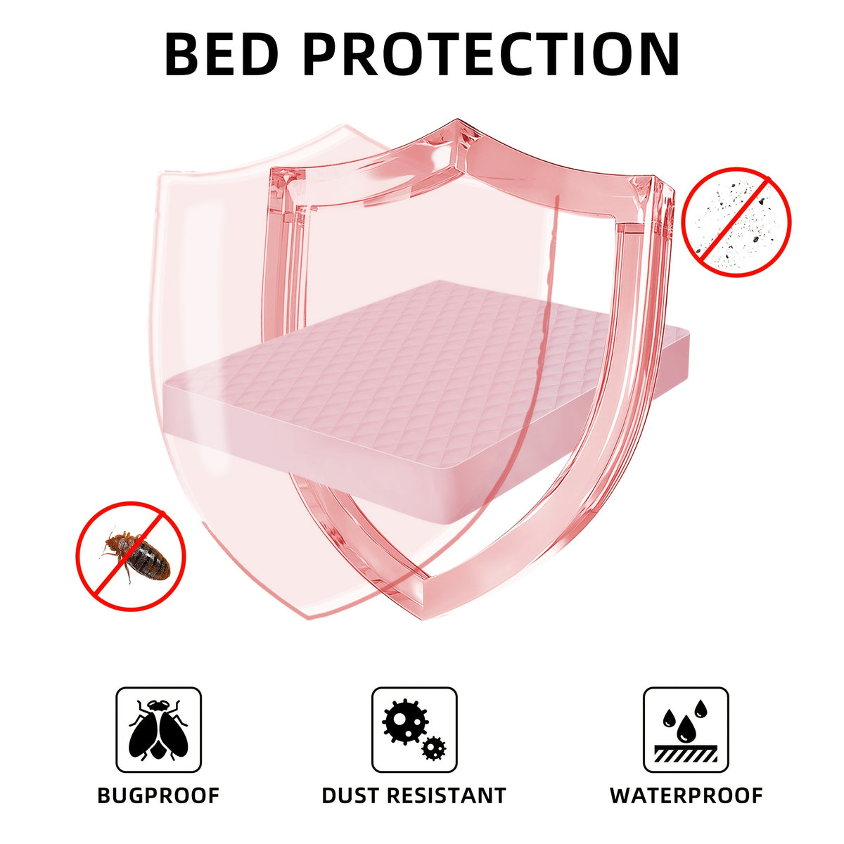 Buy 1 Get 1 Free 2pcs Waterproof Deep Pocket Mattress Protector, Quilted Breathable All-Season Fitted Sheet, Solid Color Quilted Bed Cover with Deep Pocket, 1 Select Color+ 1 Random Color for Home Hotel Ideal Gift