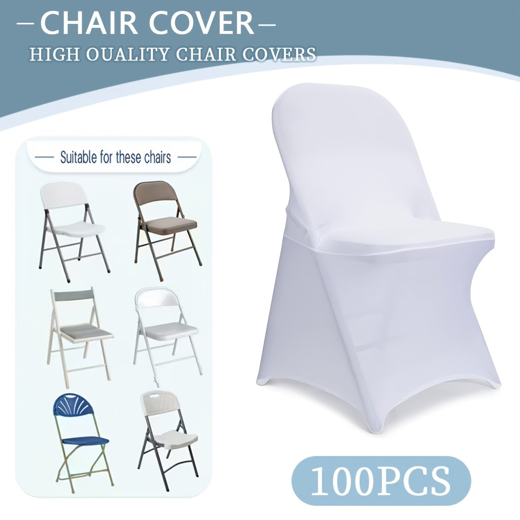 10/30/50/100pcs High-Quality Spandex Folding Chair Covers - Wedding Decorations Essential - Wedding Stuff, Perfect For Party Supplies, Birthday, Camping & Halloween Decor