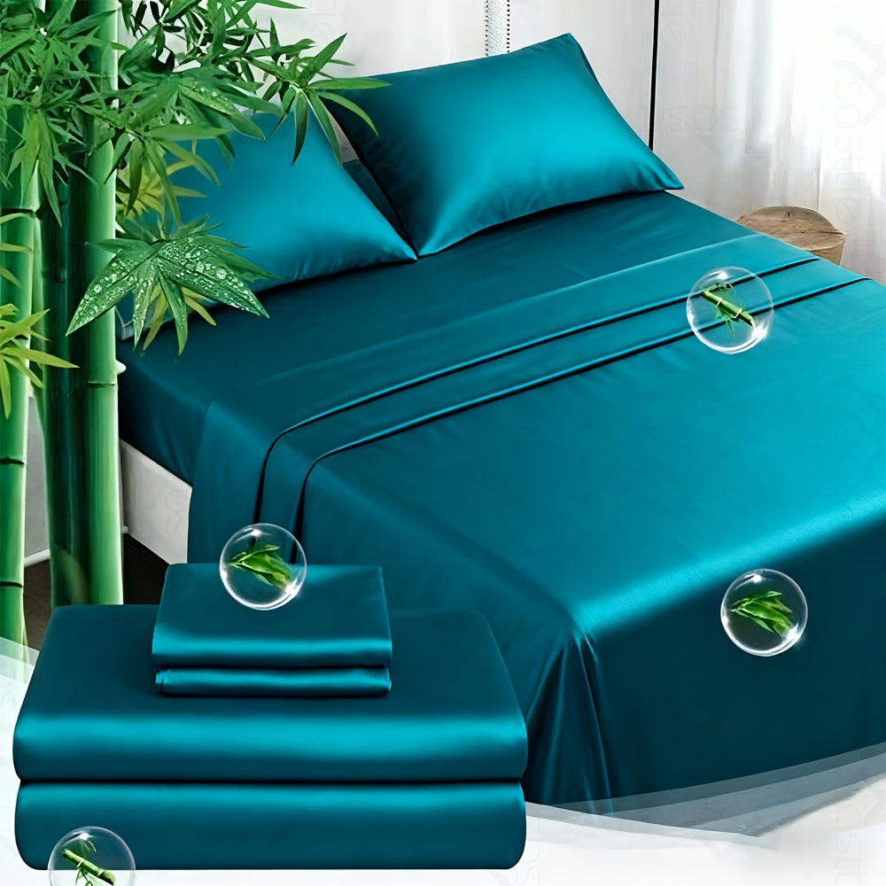 3/4pcs Bamboo Bed Sheet Set-Bamboo Kids Bed Sheet-Ultra Soft & Breathable Bed Sheets-Deep Pocket Up to 16" Hotel Soft Bedding-Perfect for Hot Sleepers-Great Gifts Bedding Sheets Set Bamboo Sheets Sets All Sizes Cooling Bamboo Sheets Random Color