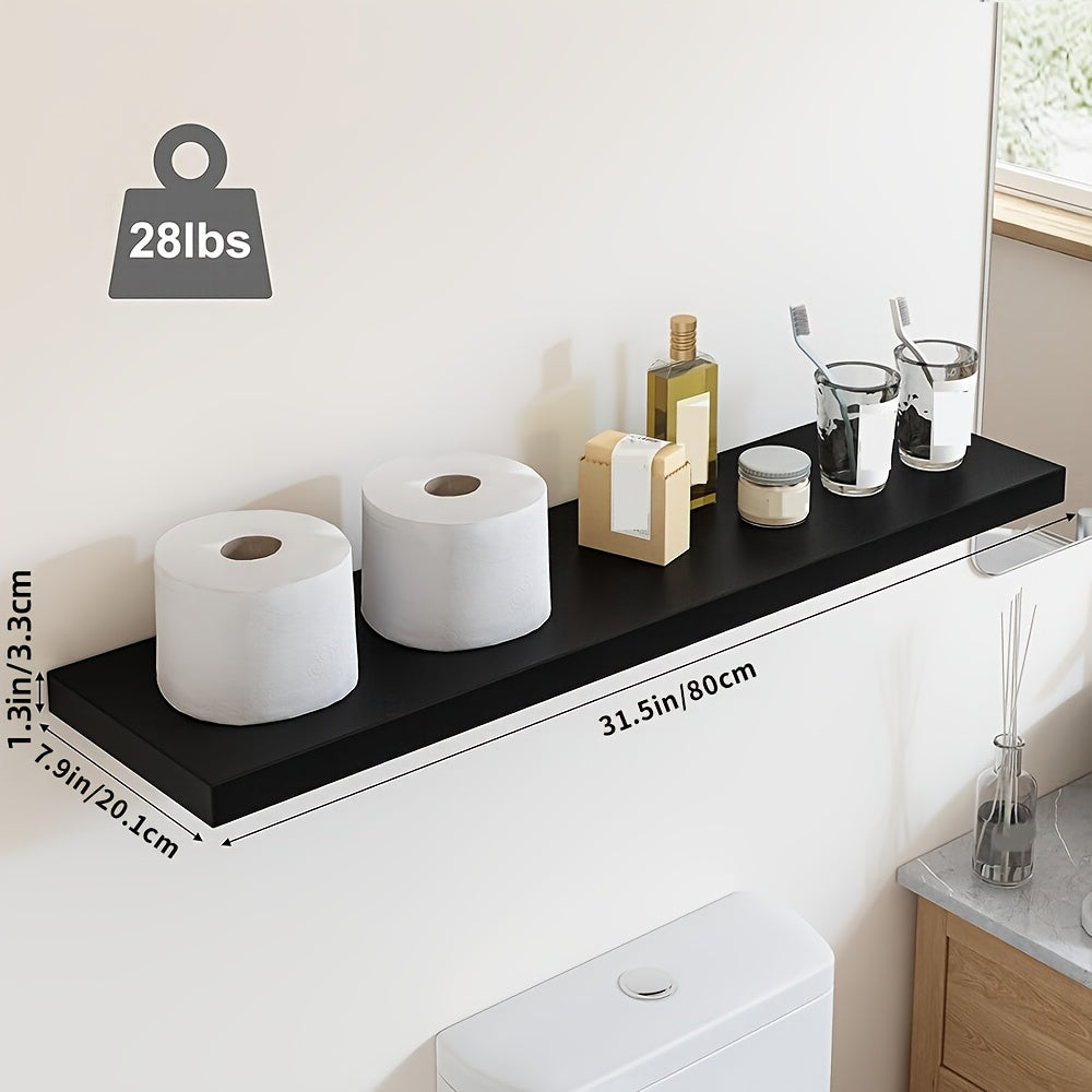 TOMNK Set of 2 Floating Shelves, 31.5 Inches, Wall-Mounted with Hidden Bracket, Suitable for Bathroom, Living Room, Bedroom, Kitchen, Office Decoration, Perfect for Christmas