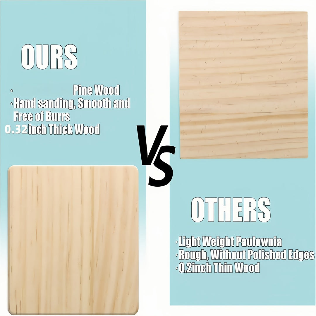 24/48/96pieces Unfinished Wood Coaster Blanks(4 Inch Square & Round) With Non-Slip Foam Stickers - Craft Supplies For Painting, Engraving, Burning & Decor - Ideal Handmade Gifts & Home Decor For Christmas Halloween Easter, Mother'S Day Craft Gift