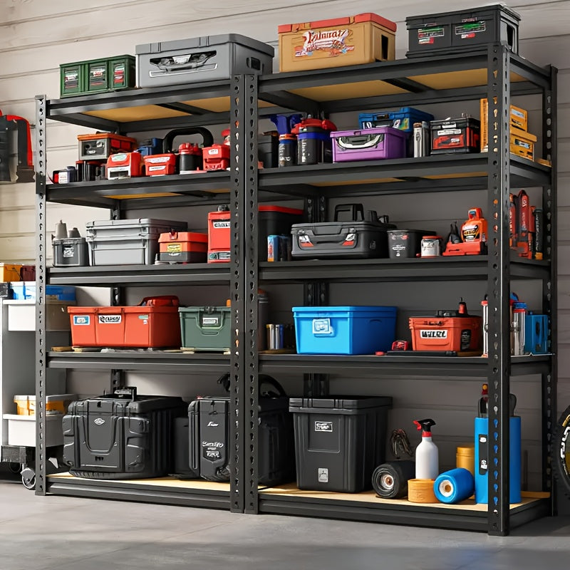 2pcs Heavy-Duty Metal Shelving Unit 60/72 Inch Hige (60" And 72" Sections) 2000 Lbs Total Capacity (250 Lbs/Shelf) 5-Tier Adjustable Freestanding Garage Storage Rack with Black Powder-Coated Frame - Easy Assembly for Basement, Pantry, Utility