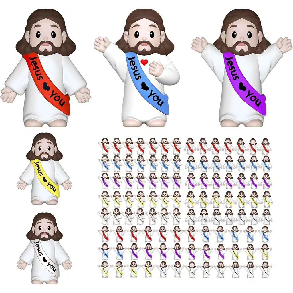 Halloween 100/200 Mini Jesus Figurines | Creative "Jesus Loves You" Party Favors and Table Centerpieces | Suitable for Easter, Christmas, Thanksgiving, New Year, and Church Event Religious Gifts, Random Color