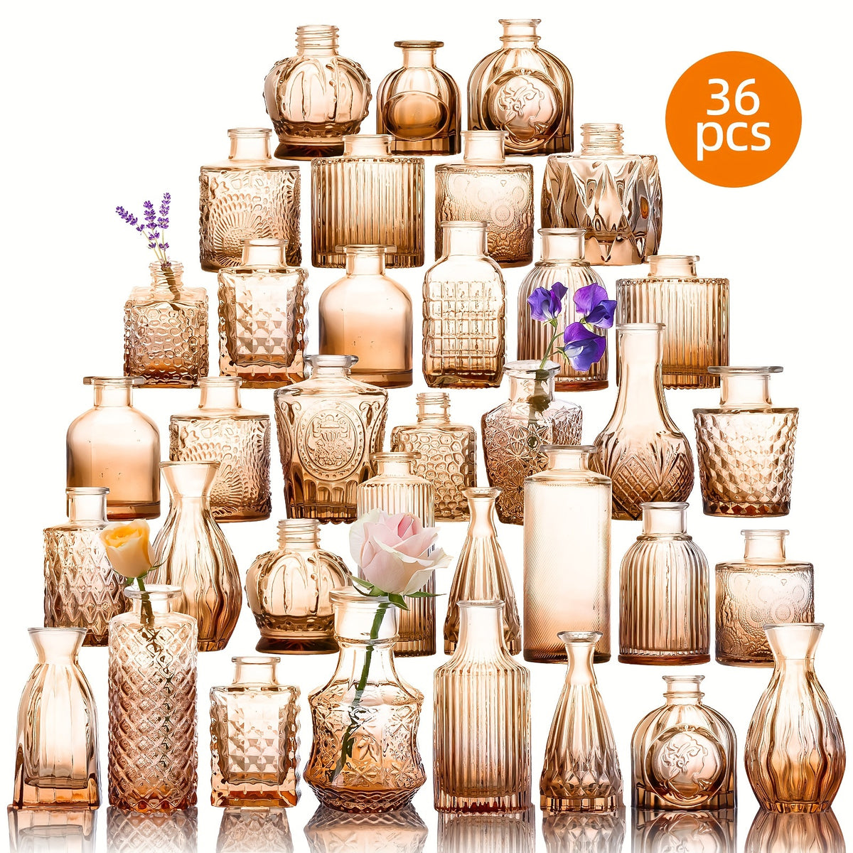 TOMNK 36pcs Bud Vase, Wedding Centerpieces for Tables, Mini Clear Bud Vases for Flowers, Small Flower Vases Suitable for Birthday Party, Anniversary, Wedding, Home Table Deco, for Mother's Day