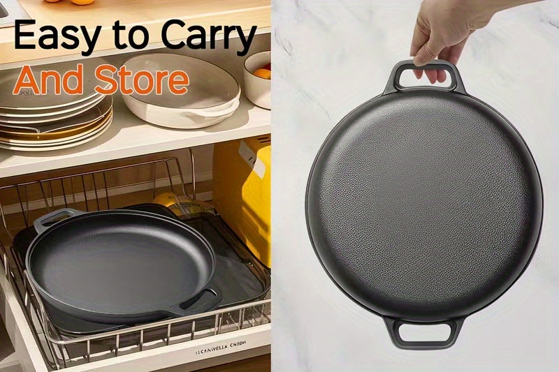 1/2/3pcs Cast Iron Pan, Pre Seasoned, Multifunctional, Non-Stick, for Pizza Lovers, for Home Kitchens, Outdoor Cooking, Durable, Even-Heating, Versatile, Compatible with All Stoves, Perfect for Home Kitchens And Outdoor Cooking