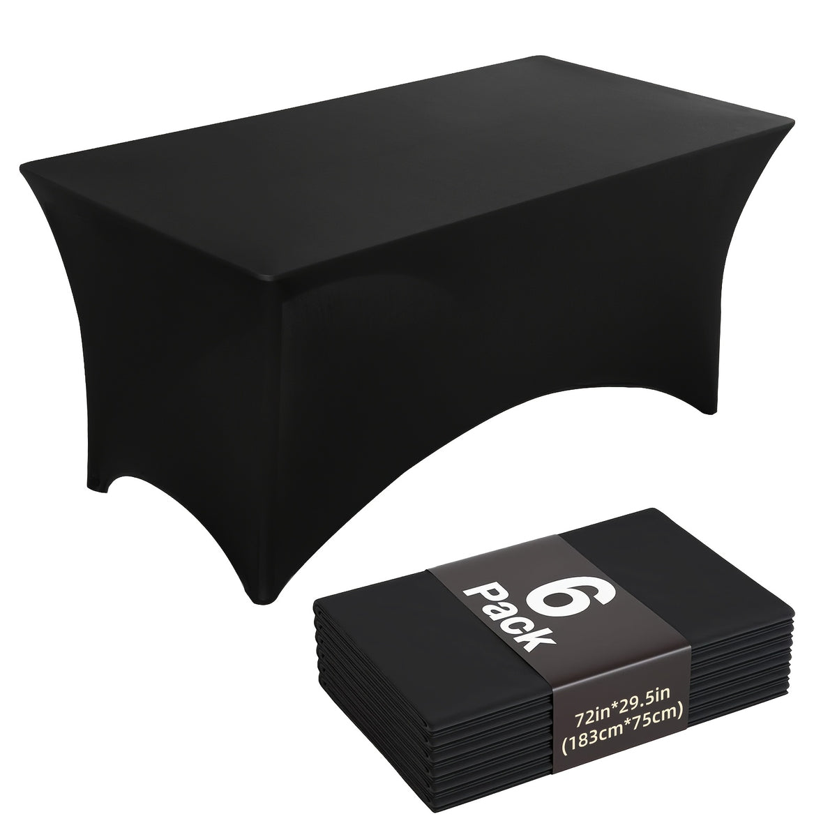 6 Pack 6ft Spandex Table Covers, Fitted Stretch Tablecloths for 6 Foot Rectangular Tables, Wrinkle Resistant Washable Outdoor Table Cloth for Wedding, Party, Banquet, Graduation, Event (Black/White)