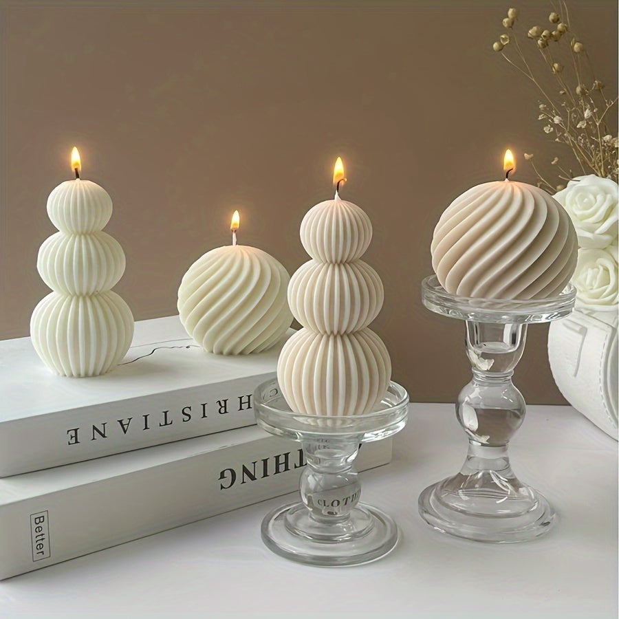 Scented Candle in a Romantic Wave Sphere - Featuring Sandalwood Fragrance, Stylish Geometric Design for Home Decoration, Ideal for Valentine'S Day And Other Special Events