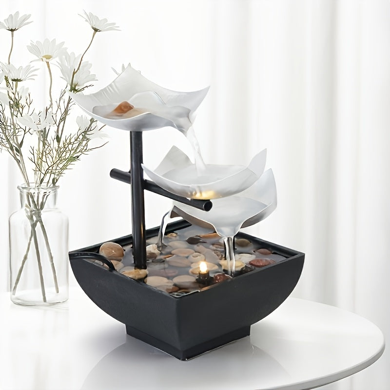 Indoor LED Table Fountain, Waterfall Fountain Table Decor, Relaxation Meditation Fountain, Peaceful and Relax Christmas Gifts