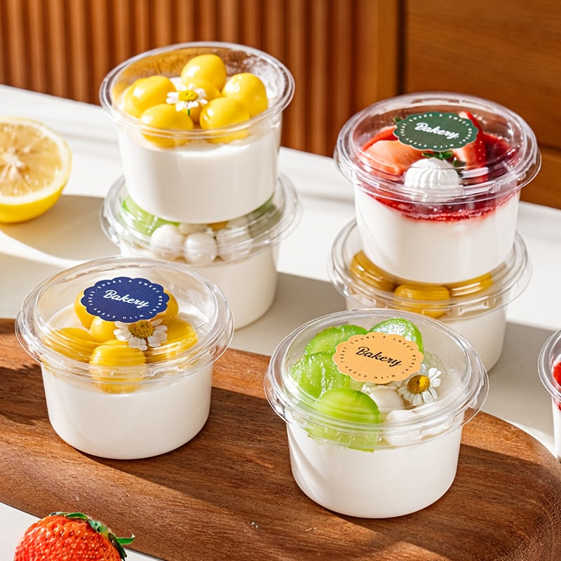[Halloween, Christmas] 50 Party Cups with Lids Dessert Bowls Pastry Packaging Boxes- Durable And Shatterproof Dessert Containers Suitable for Yogurt, Coconut Jelly, Pudding Mousse, Oatmeal, Etc. Transparent Food-Grade Plastic, Ideal for And Events for Hal