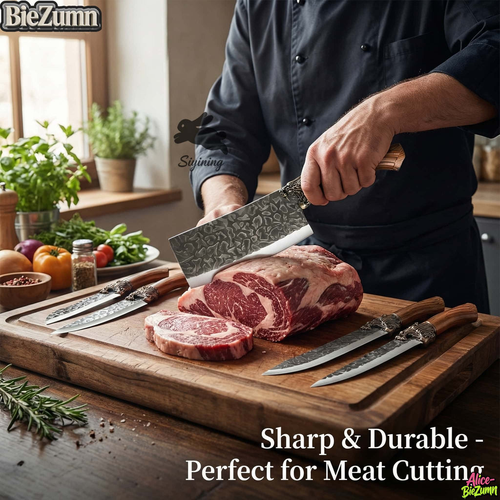 7/3pcs Stainless Steel Kitchen Knife Set- Professionally Crafted Kitchen Knives, Including a Bone Knife, Slicing Knife, Carving Knife, Peeler, Butcher Knife, Kitchen Scissors, Ultra-Sharp Bone Knife, Suitable for Meat And Fish, Fruits