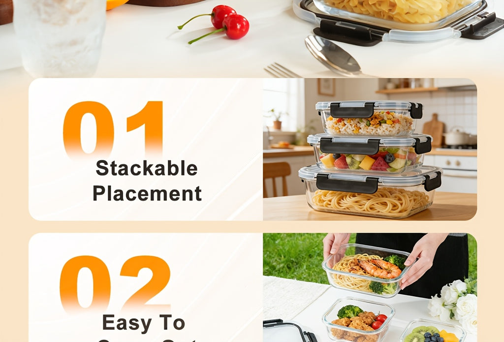 24pcs Glass Food Storage Containers with Lids, Meal Prep, Pantry Kitchen Storage Containers for Lunch, Leak Proof, Airtight Glass Lunch Bento Boxes for Microwave, Oven, Freezer And Dishwashe(12Lids+12Containers)