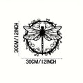 Dragonfly Metal Wall Decor with Openwork Wings and Ornate Circular Scrollwork, 12-Inch Black Nature Inspired Accent for Living Room Bedroom and Office