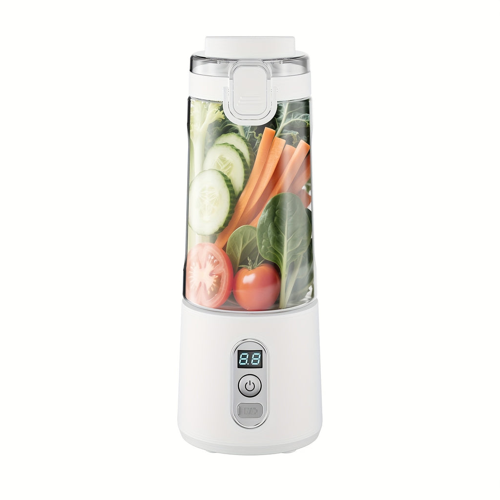 LALAYUAN USB-Powered Juicer & Juicer with Digital Timer, Battery Left Display, High-Speed Ice Crush, USB-C Fast Charge, One-Tap NO-Spill Lid, 6-Blade Stainless Steel - Smoothie Blender Portable, Protein Shakes, Gym, Travel Smoothie Maker