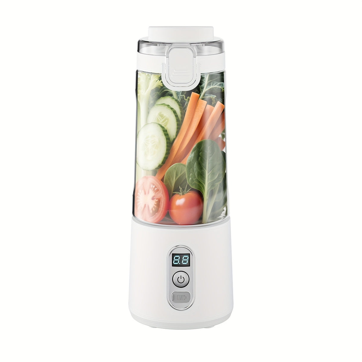 LALAYUAN USB-Powered Juicer & Juicer with Digital Timer, Battery Left Display, High-Speed Ice Crush, USB-C Fast Charge, One-Tap NO-Spill Lid, 6-Blade Stainless Steel - Smoothie Blender Portable, Protein Shakes, Gym, Travel Smoothie Maker