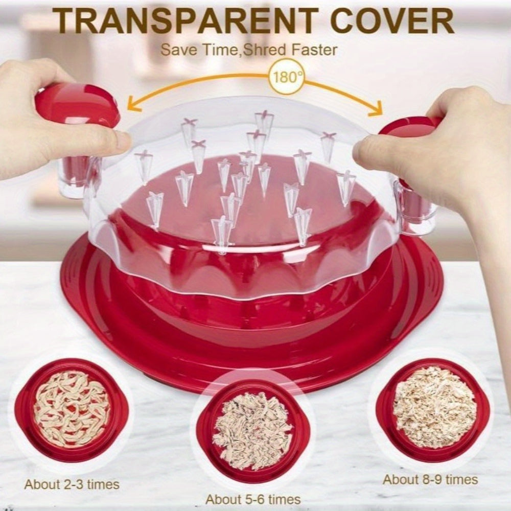 Heavy-Duty Manual Meat Shredder with Ergonomic Dual Handles & Anti-Slip Base - BPA-Free Large Chicken Breast Shredder Tool, Transparent Safety Cover - for BBQ, Sandwiches, Stir-Fries - Easy-Clean Kitchen Gadget, Bbq Essentials, Versatile Kitchenware, Dura