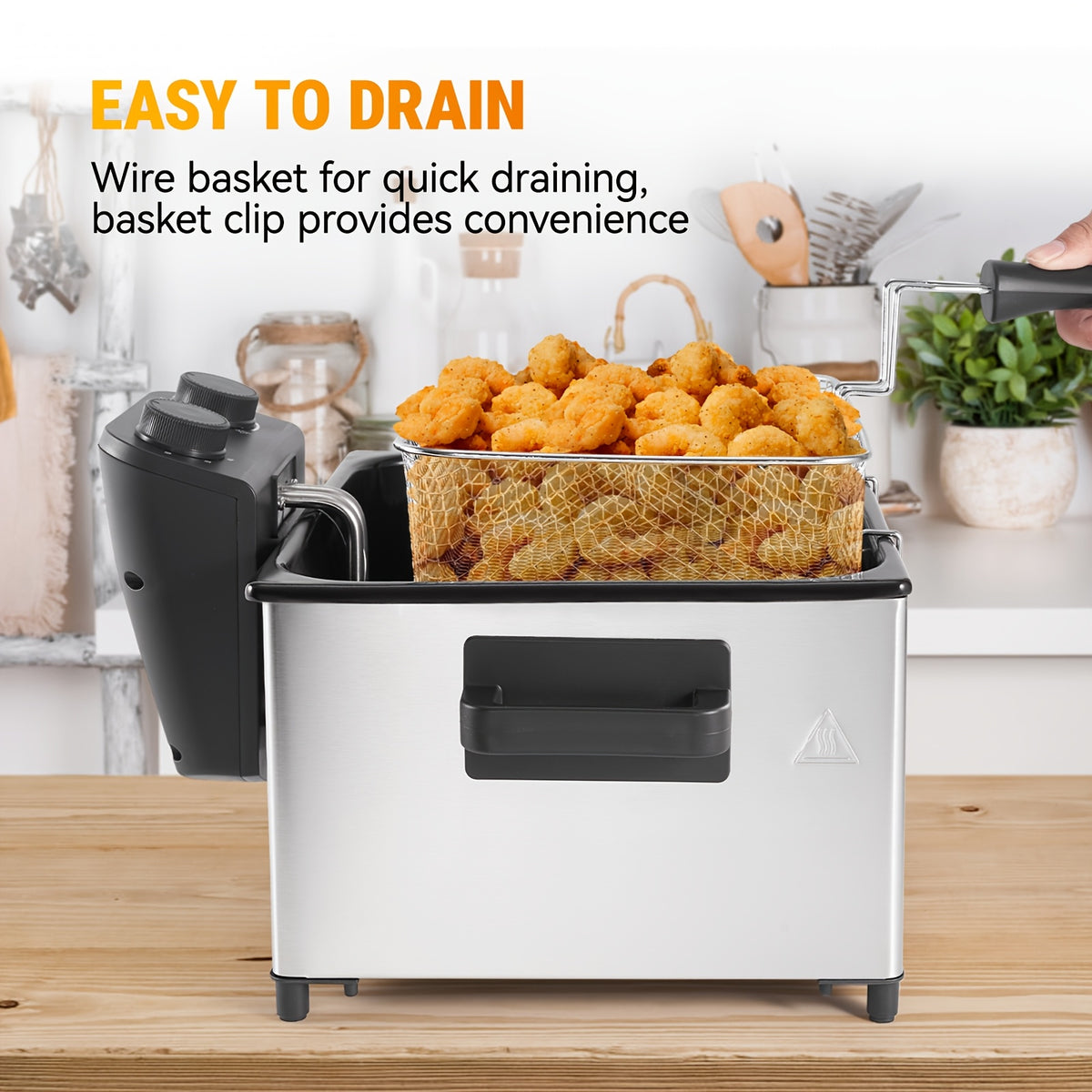 101.44oz/1.32gal Electric Deep Fryer, 1700W Large Fryer with Time & Temperature Control for Home Use, Kitchen Essential, Local Warehouse, Frying Baskets, Lid with View Window, Stainless Steel, Gift for Cristmas & Halloween. Suitable for Cooking