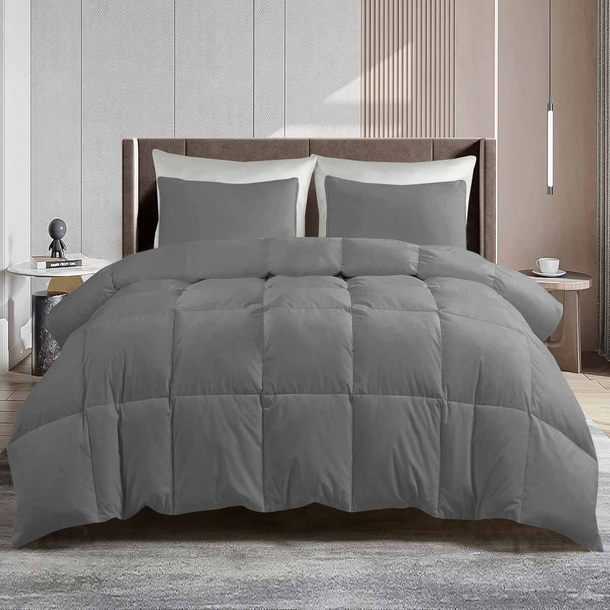 Lux Decor Comforter - All Season Quilt Comforter For Summer Sleeping With Corner Tabs - Soft, Breathable Versatile Bedding & Bedroom Decor - Luxurious Box Stitching