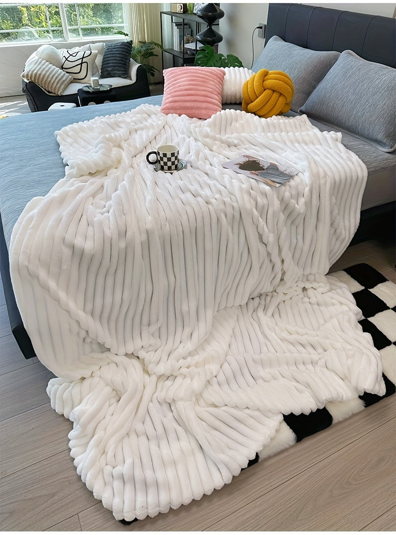 Ultra-Soft Thick Fleece Blanket | Multi-Color, 3D Faux Rabbit Fur, Double-Sided, Ideal for All Seasons, Home, Office, Travel, Camping, Gift for All Occasions