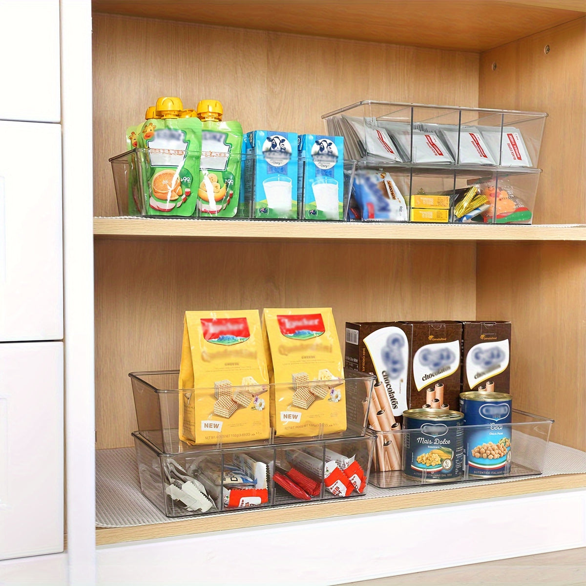 6 Packs Snack Organizers, Pantry Organizer And Storage, Clear Food Storage Organizer Bins, Plastic Fridge Organizer And Cabinet Organizer for Kitchen, Condiment, Pouches Food, Packets Spices, for Halloween And Christmas