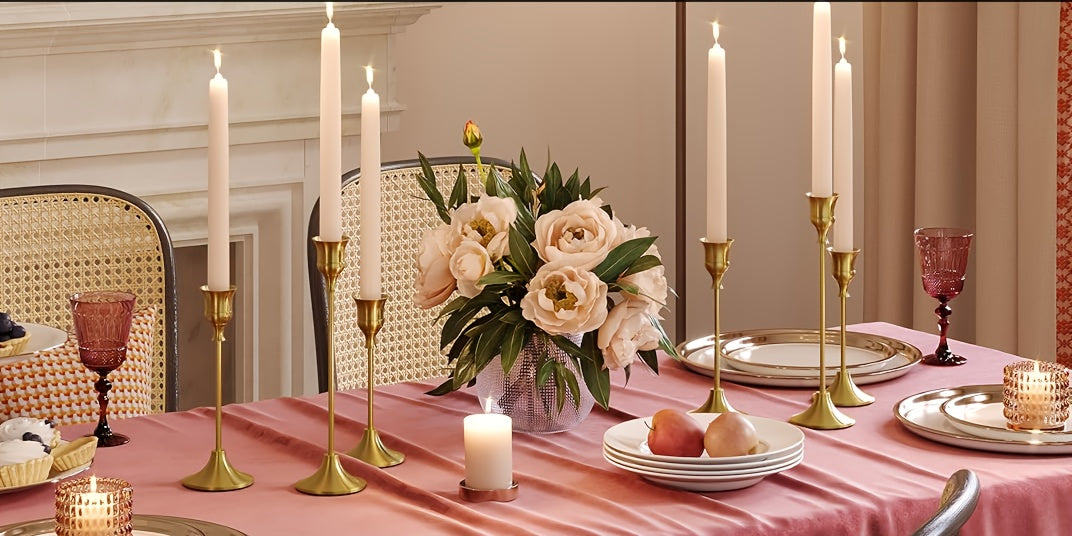 12pcs/6pcs Metal Bell Candlestick, Christmas, Halloween Table Decoration, Candlelight Dinner Photo Props, Anniversary Wedding Decoration, Home Hotel Decoration, Birthday Gift, Suitable for Table Center Decoration, Wedding, Catering, Party (Without Candle)