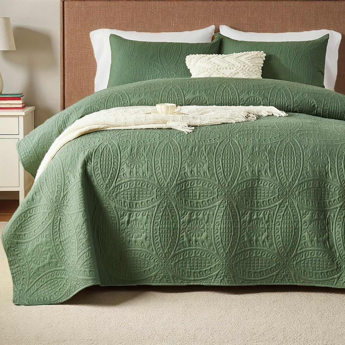 2/3pcs Quilt Set Bedspreads Queen Size - Soft & Refreshing Quilt Lightweight Microfiber Bedspread(1 Quilt, 1 Or 2 Pillow Cases) - Modern Style Coin Pattern Coverlet For All Seasons - Family Gift Set, Multiple Colors Plus Random Color Available
