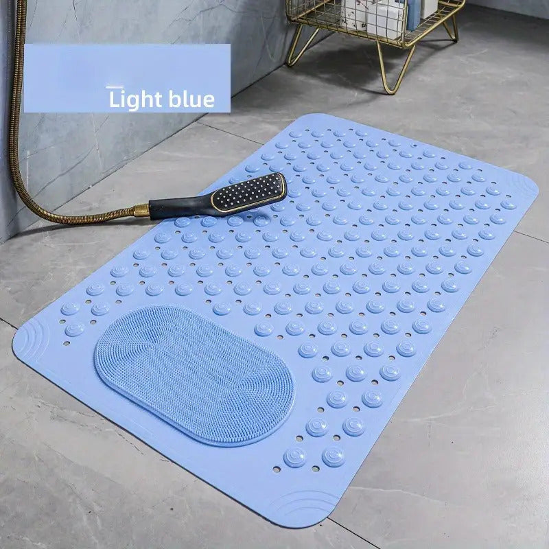 Non-Slip PVC Bath with Massage Buttons- Light& Multi-Color Polka Pattern, Rectangular Shower and Bathroom Safety, 0.35inch Thick, Durable PVC Material, Bath Accessories