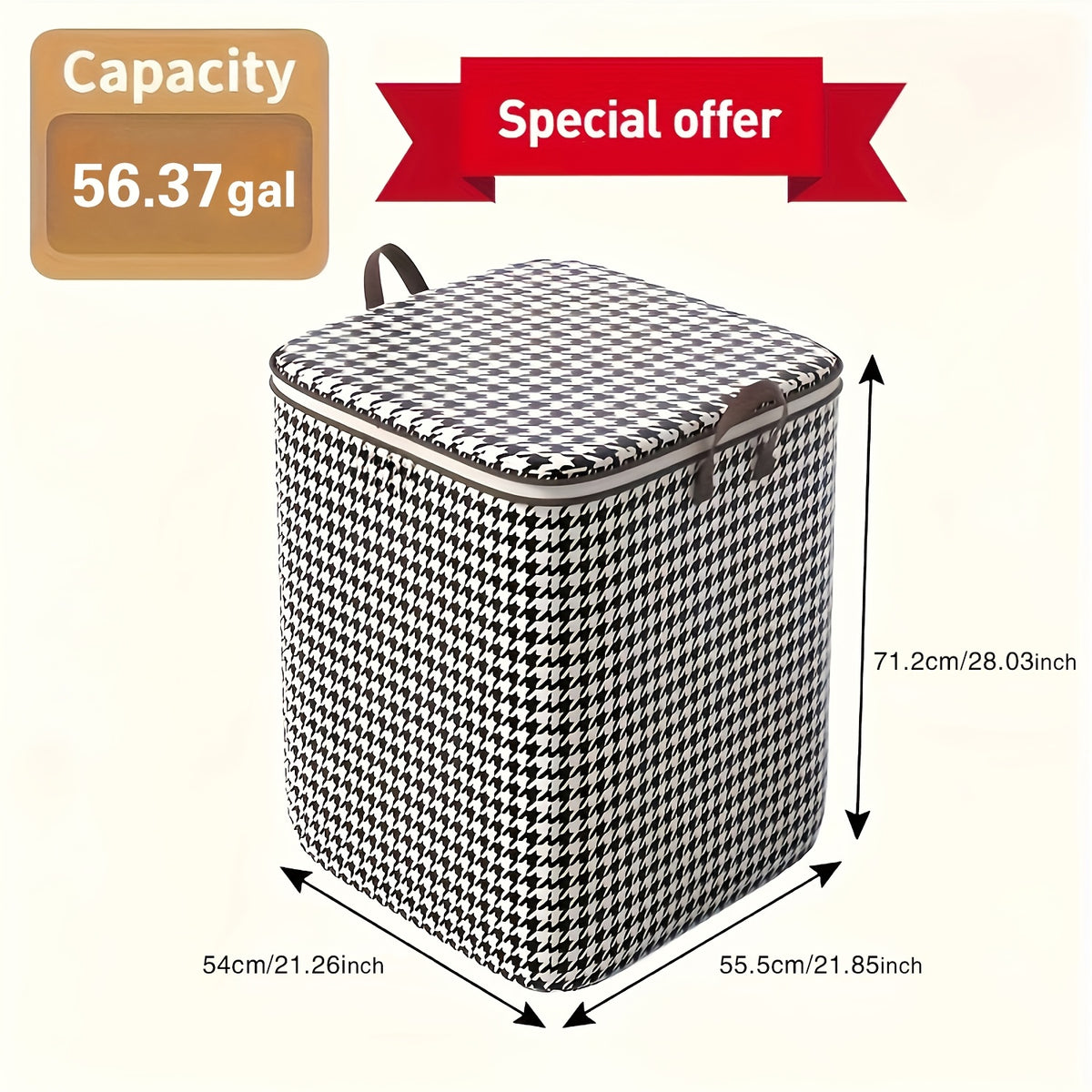 2pcs Oversized 56.37 Gallon Checkered Cloth Thickened Household Storage Box, Large Clothing And Bedding Storage Box, Dust-Proof And Bag, Double Zipper with Handle, Ideal Storage Bag for Moving And Traveling, Can Be Stored Outdoors, Under-Bed Storage
