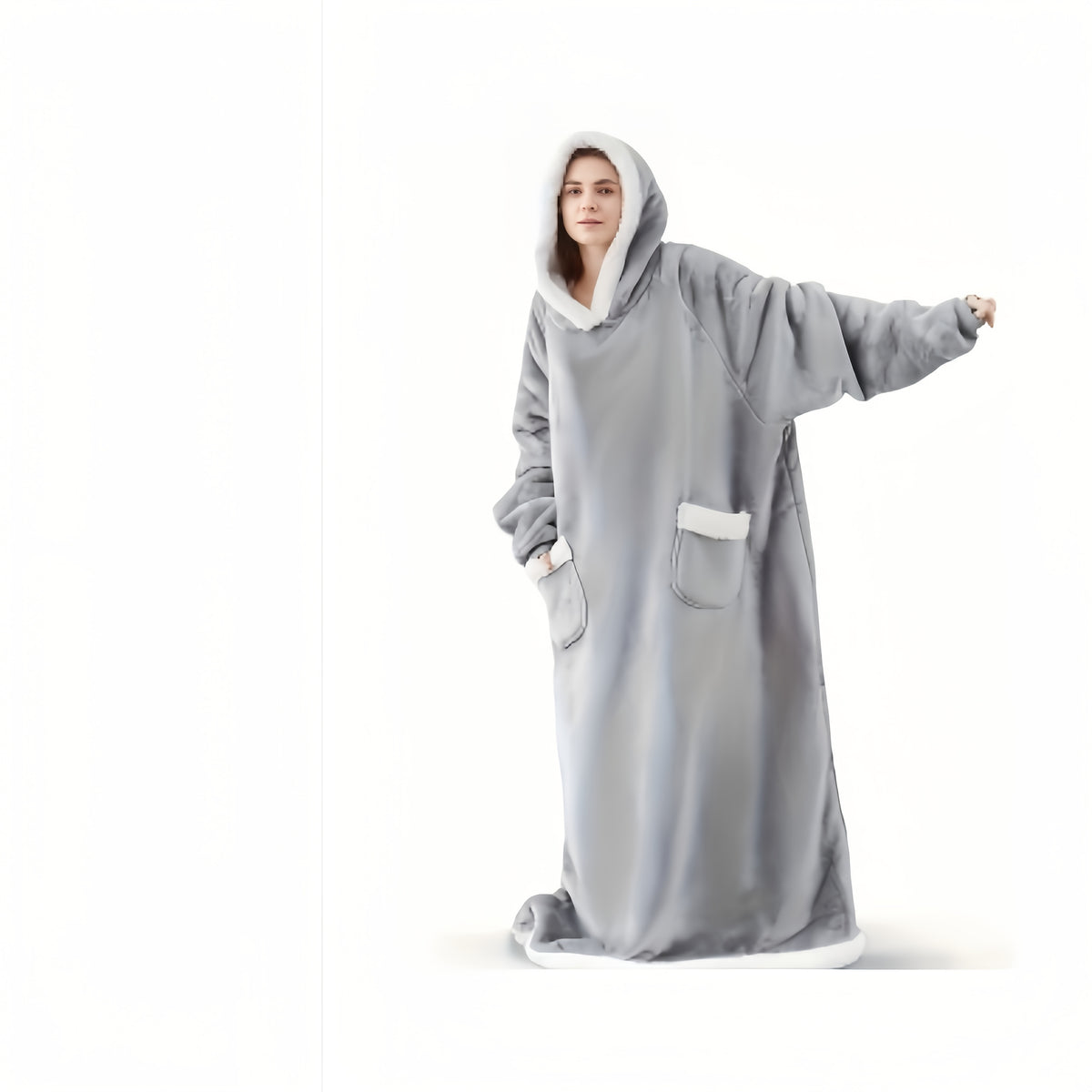 1pc Oversized Blanket Sportswear Super Soft And Warm Winter Giant Adult Wearable Blanket Hooded Jacket, Thick And Warm Hoodie Jacket Ultra Long Wearable Blanket Women'S Men'S Pocket Lazy Dress