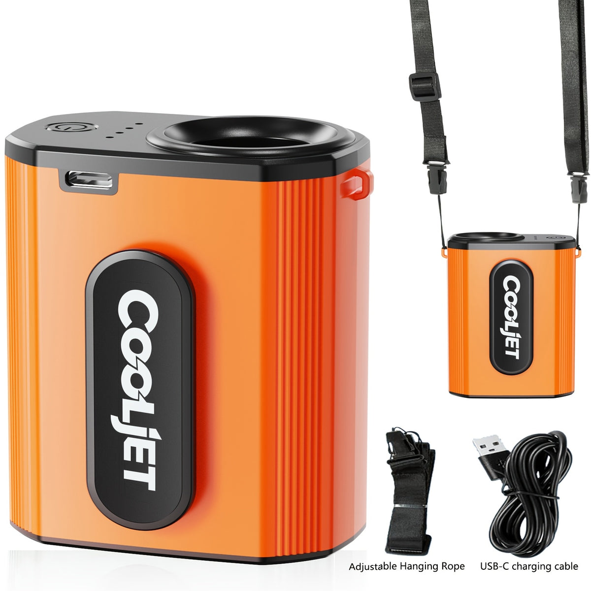 Neck-hanging Portable Waist Fan, Featuring an 18000RPM Powerful Brushless Motor, Four-speed Wind Adjustment, and a 5000mAh High-capacity Long-lasting Battery. Equipped with an LED Power Indicator, It Is Suitable for Outdoor Work, Camping
