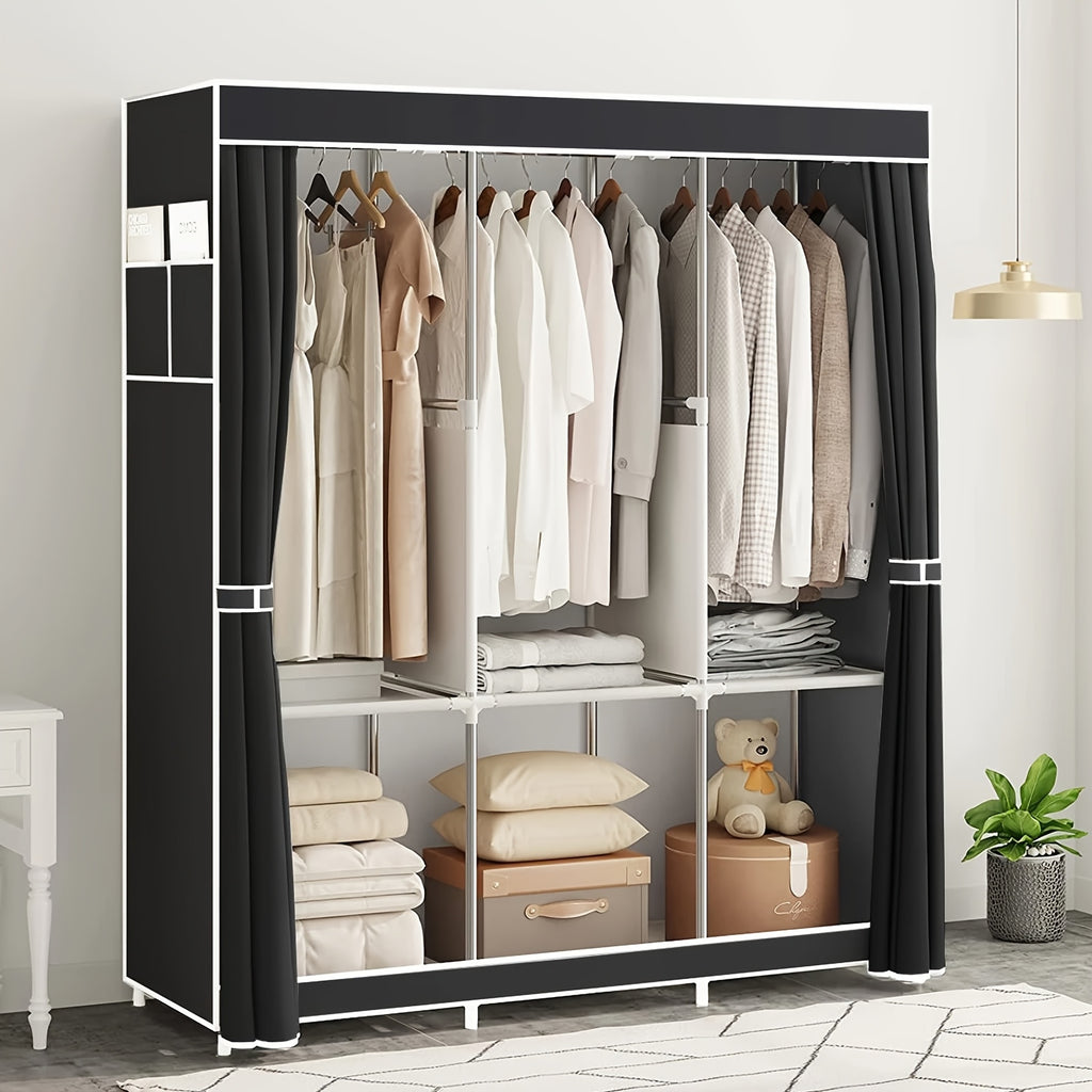 Portable Closet Storage Organizer Clothes Wardrobe Shoe Clothing Rack Shelf Dustproof Non-woven Fabric, Portable Closets