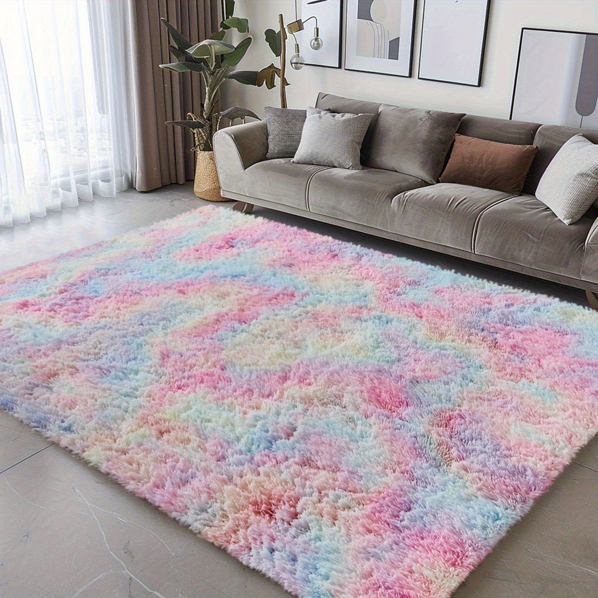 Rugs for Living Room, Super Soft Fluffy Shaggy Area Rugs for Bedroom, Cozy Floor Mats, Plush Indoor Carpet for Kitchen, Faux Rug for Room, Home Decor, Housewarming Gift, Door Mat