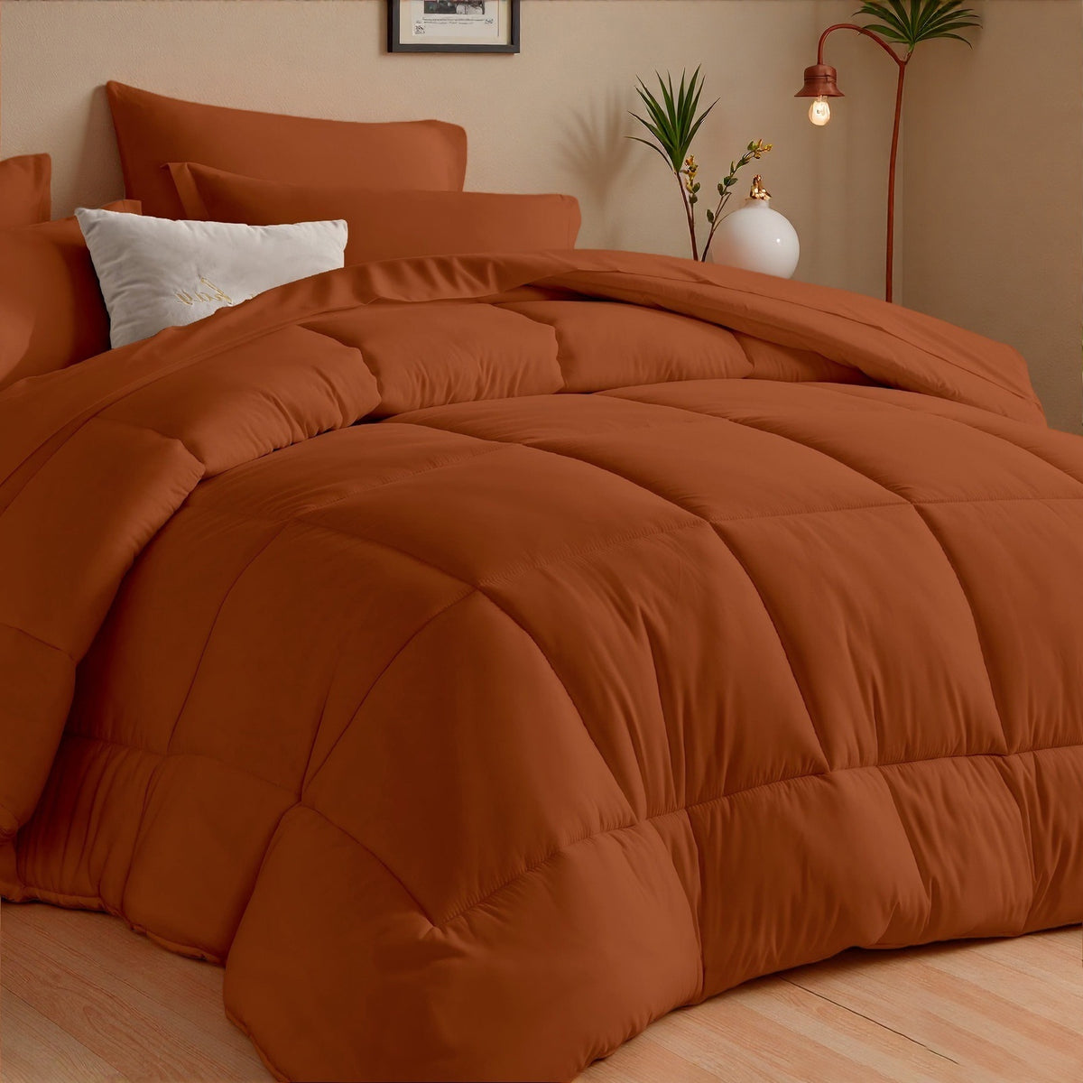 5/7pcs Luxurious Checked Pattern Comforter Set-Multiple Colors Plus Random Color Available, Breathable Comforter-Ultra Soft Fluffy Fiber Filling, Warmth For All Seasons-Bed In A Bag With Comforter, Flat Sheet, Fitted Sheet, Pillowcases