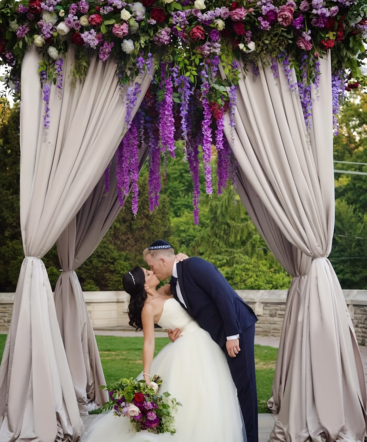 24 Pack (Total 90 Feet) Artificial Fake Wisteria Vine Rattan Hanging Garland Flowers String Home Party Wedding Decor (24, Purple)