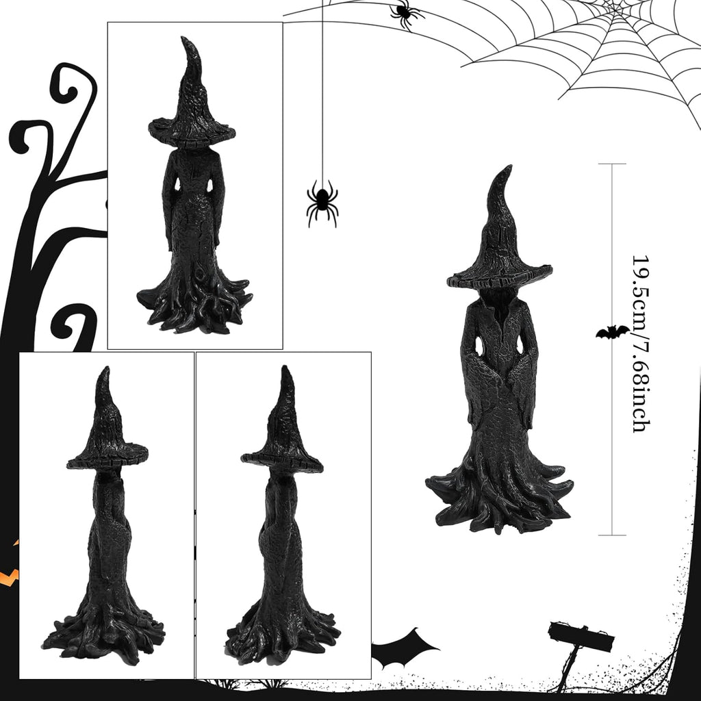 12 Inches 8 Inches Gothic Witch Statue - Hand-Painted Style Plastic Tabletop Decor with Black & Golden Gothic Design, Intricate Witch Figure with Pointed Hat & Expressive Eyes Year-Round Spooky Home Accent for Witch-Themed Parties & Gothic Home Decor