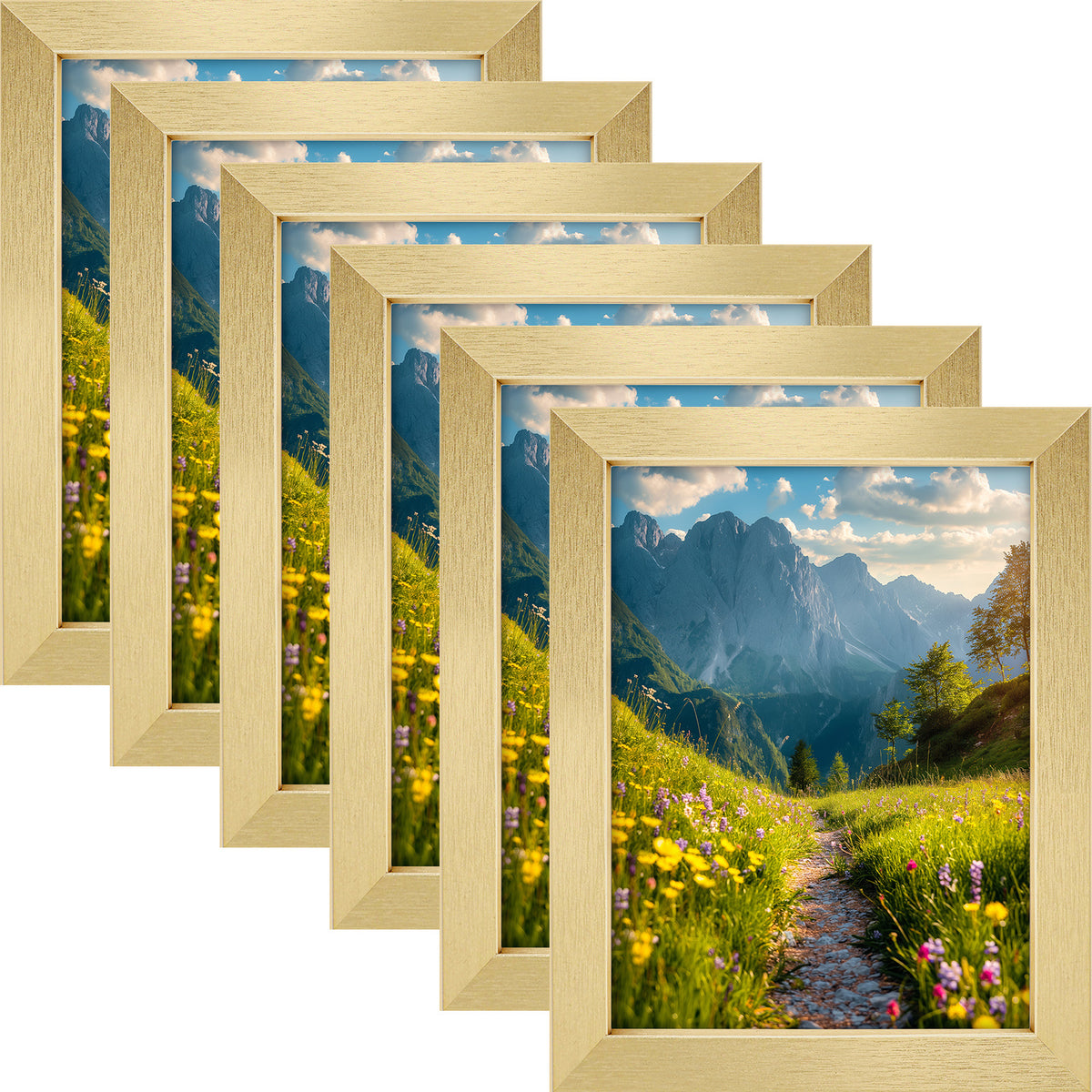 6 Packs 6x8/8x10/9x12/11x14/16x20 Picture Frames Set, Engineered Wood Gallery Wall Frame Set with Plexiglass - Wall Mounting or Tabletop Display