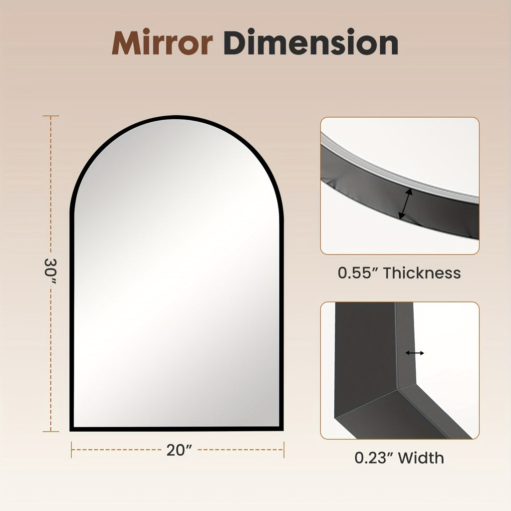 Arched Bathroom Mirror with Metal Frame - 22X30, 24X36, 26X38 Inch Wall Mounted Vanity Mirror for Bathroom, Bedroom, Entryway in Golden Or Black