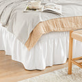 Wrap Around Bed Skirt with Double Elastic Belts, 15-Inch Drop Pleated Dust Ruffle in 29 Colors for Twin Full Queen and King Bedroom Bedding