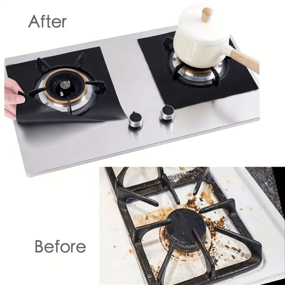 12pcs Teflon Gas Stove Protective Cover, 0.12mm Thick, Reusable, Non-stick, Quick Clean Kitchen/cooking Liner Kitchen Supplies Home Kitchen Supplies Outdoor Cooking Tool Protective Cover, Barbecue Mat