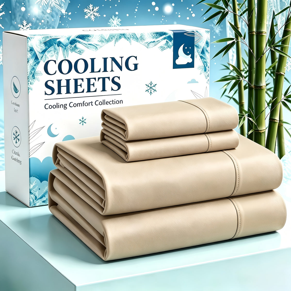 4-Piece Luxury Cooling Sheet Set - Breathable And Cooling Sheets - Hotel Luxury Sheet Set - Easy to Install And Secure - Soft, Wrinkle-Resistant Comfortable Sheets - Extra Deep Pocket Sheet Set - 4-Piece Set, Color Random