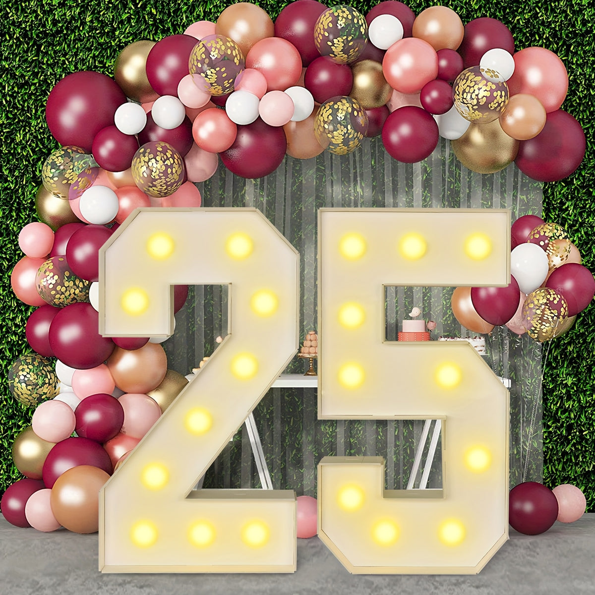 3ft Marquee Numbers 0-9 with Mosaic Frame, Decorative Light-Up Numbers with White Foam Cardboard, Lighted Holiday Displays Mosaic Number for Balloons Number Wedding Birthday Anniversary Party Decor,halloween/christmas decor
