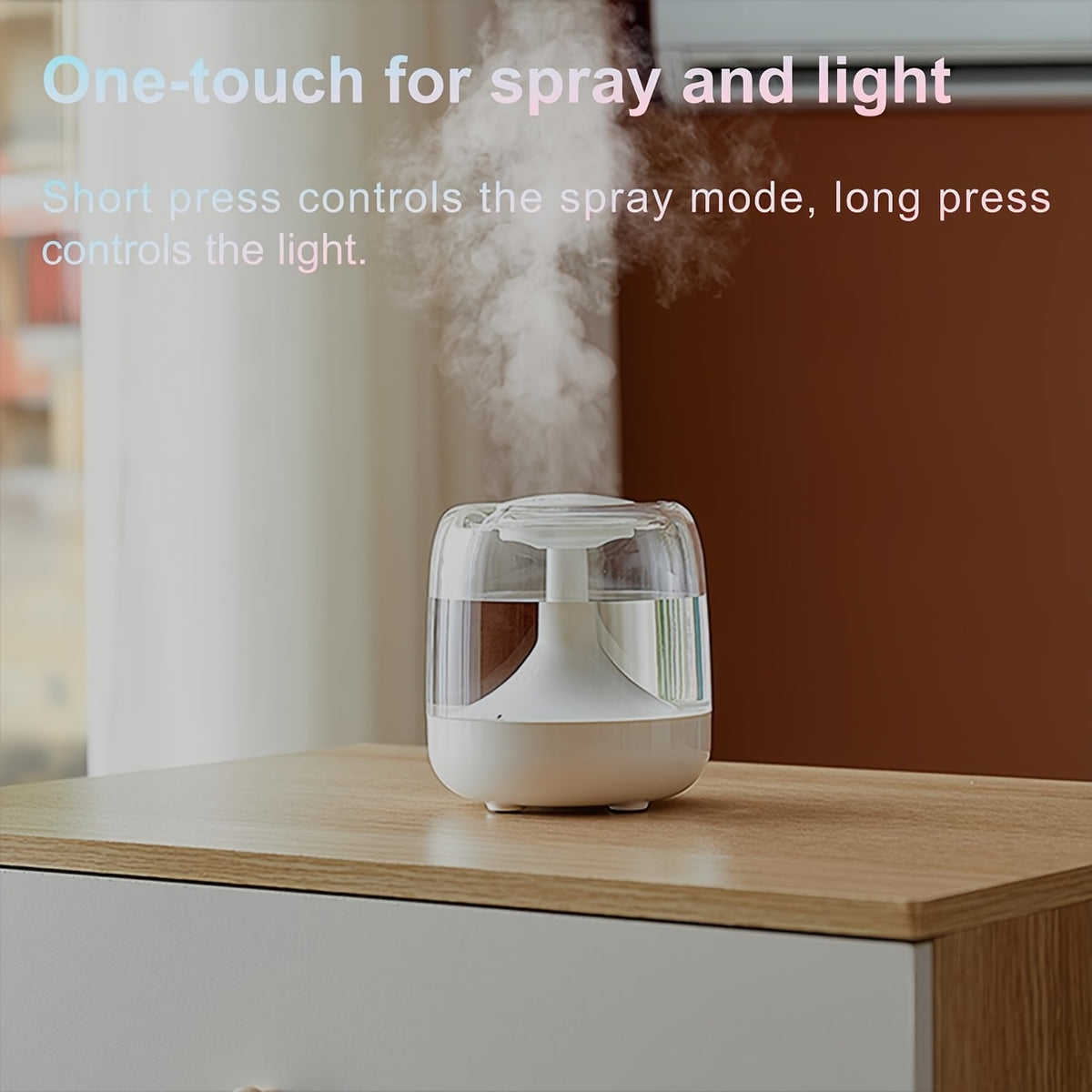 USB Cool Mist Humidifier, Quiet Desktop Air Care with 7-Color Night Light and Visible Water Level for Bedroom, Home Office and Bedside Use