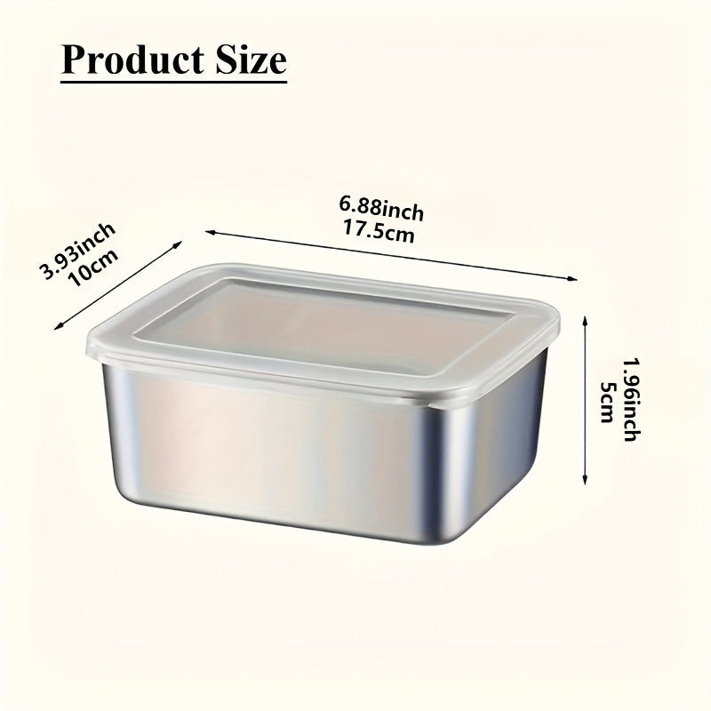 6pcs Stainless Steel Food Storage Containers with Lids - Leak-Proof, Stackable, BPA-Free Kitchen Organizer for Refrigerator, Office, School, Camping, Picnic - Dishwasher Safe, Reusable Square Metal Containers for Bread & More