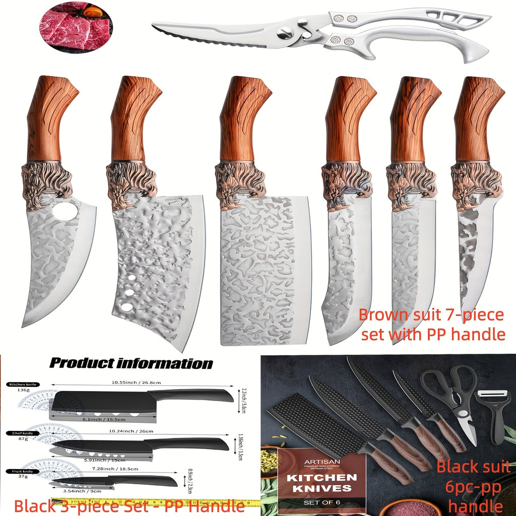 3/6/7pcs Professional Kitchen Chef Knife Set, Knife, Hotel Gift Visit, Outdoor Camping Car Knife Set, Chef Knife Utility Knifeing Knife Slicing Knife Fish Knife Butcher Knife Kitchen Scissors Boning Duck Fish Scissors